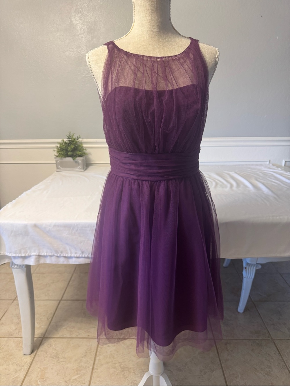 Alfred Angelo Plum Sleeveless Tulle Cocktail Dress